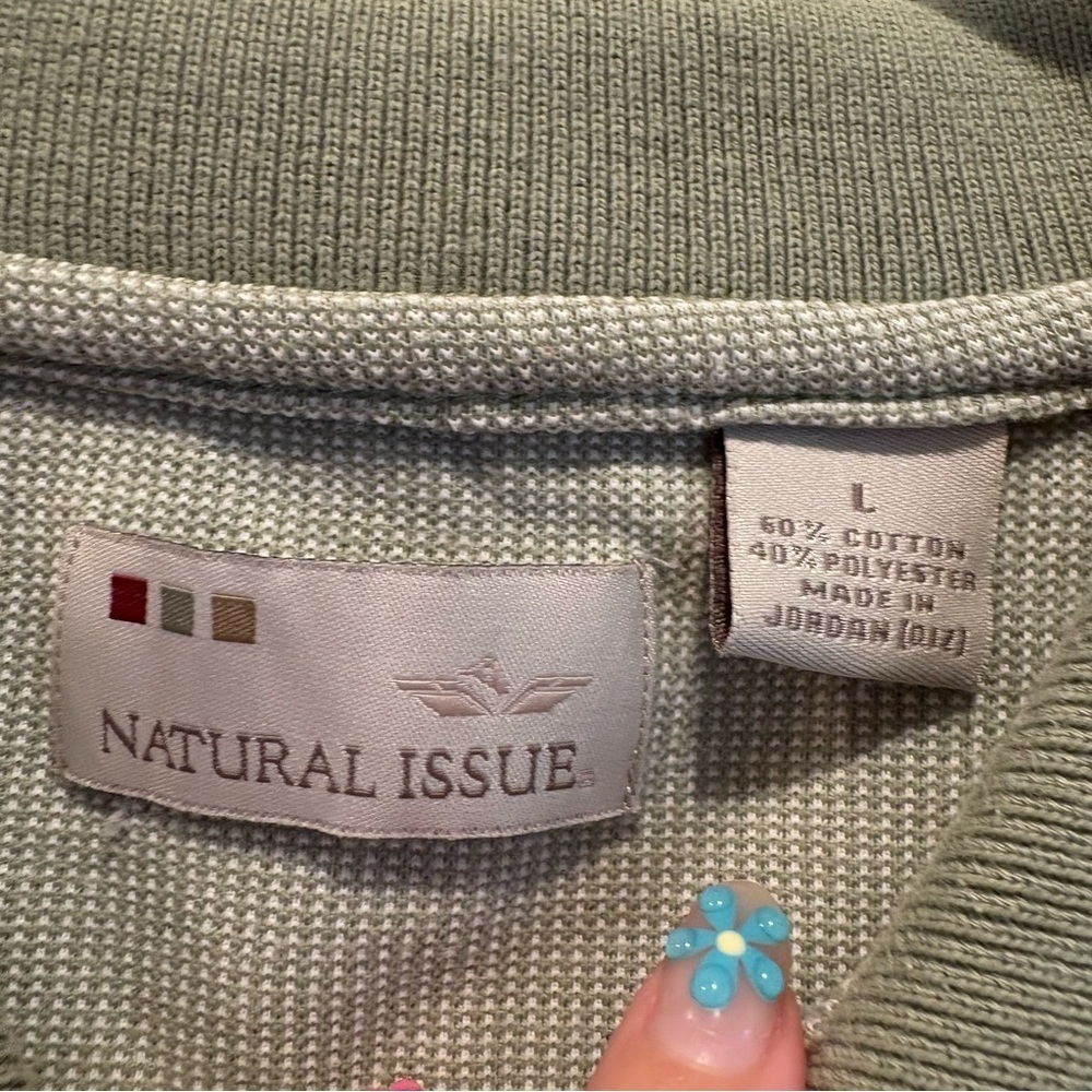 Vintage Natural Issue Green Polo Shirt - Size Large - Picture 2 of 5